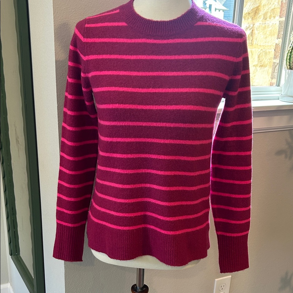 J. Crew Factory Fuchsia and Pink Striped Sweater